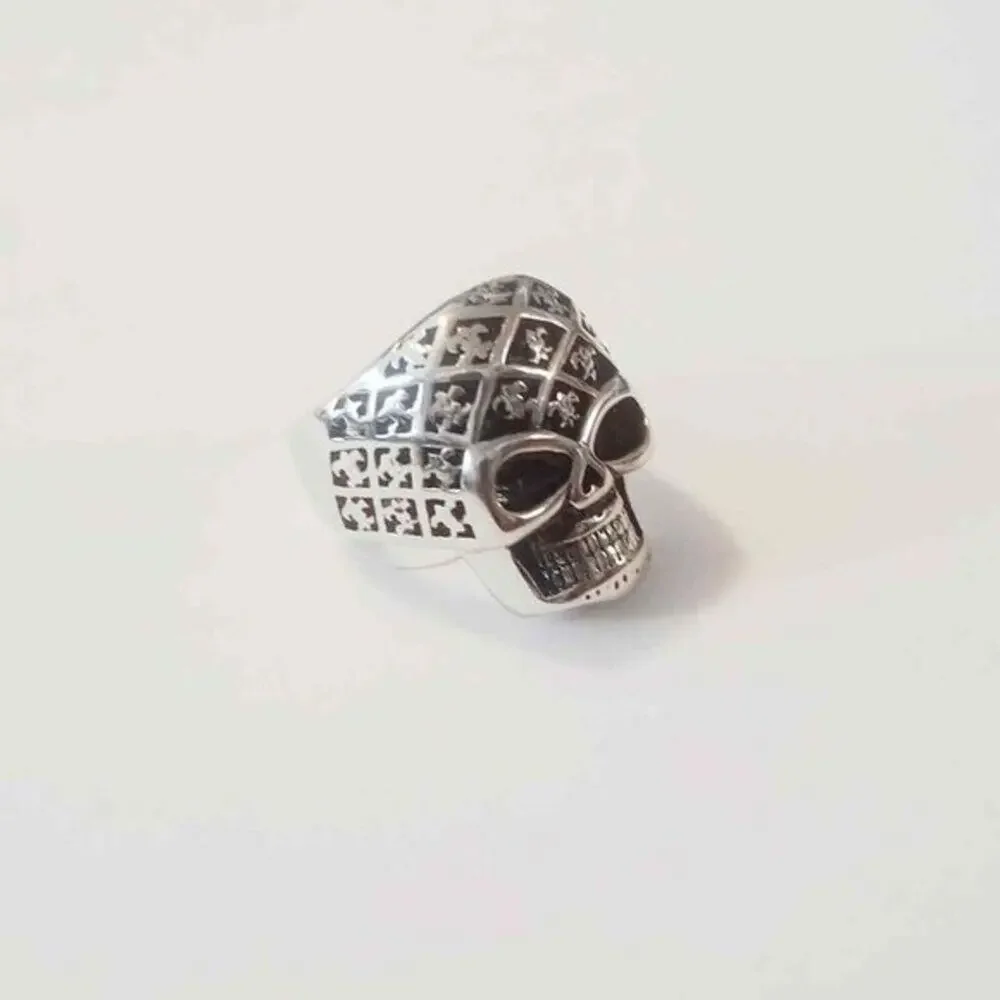 New 316L stainless steel silver skull tarnish resistant biker men’s ring 10‎